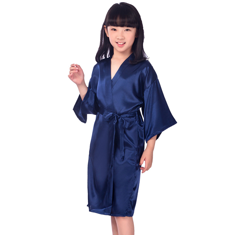 He Rushi Cross-border Summer Home Simple Casual Nightgown Thin Girl V-Neck Long Cardigan Bathrobe Wholesale