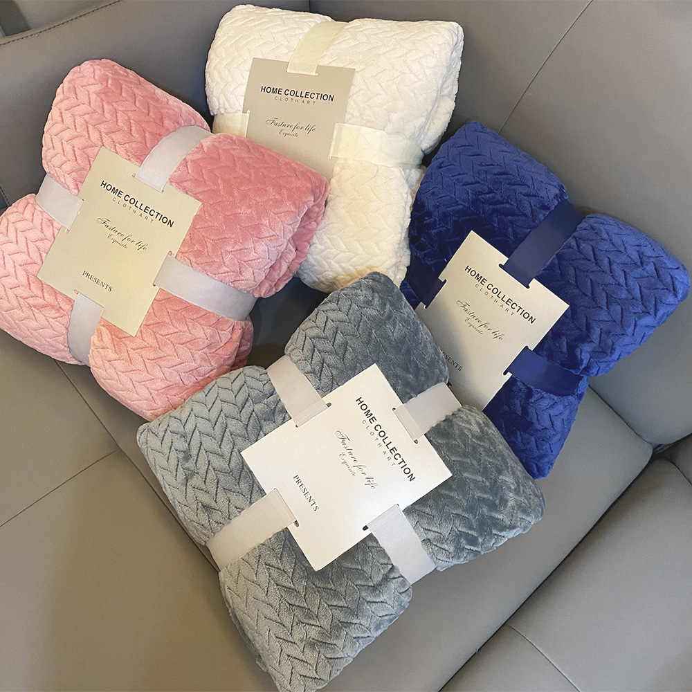 Amazon Wheat Ear Blanket Jacquard Flange Blanket Coral Fleece Blanket Wheat Ear Pattern Blanket Air-conditioning Blanket Thickened Nap