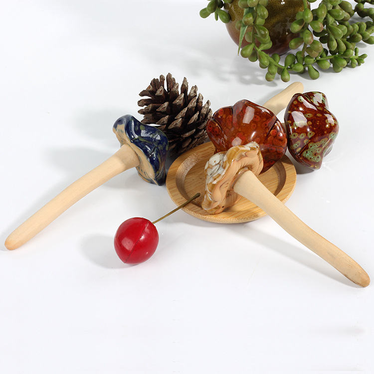 Ceramic Crafts Kiln Change Small Mushroom Flower Pot Decorations Garden Decorative Ceramic Glaze Mushroom 4 Pack