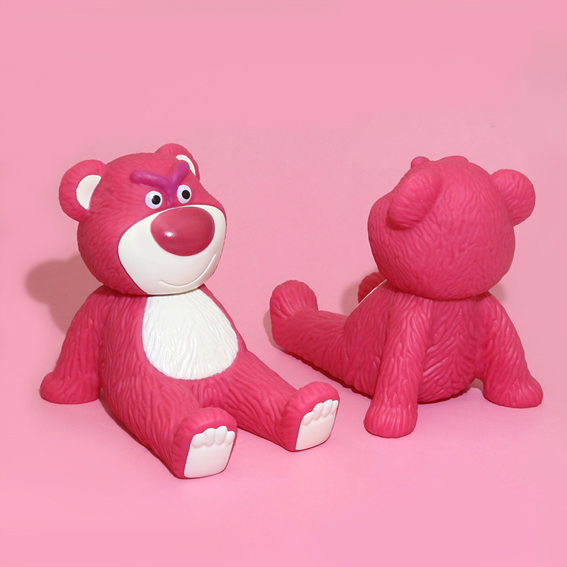 Strawberry Bear Mobile Phone Bracket Internet Red Bear Lying Position Car Center Console Gift Home Decoration Toy Ornaments