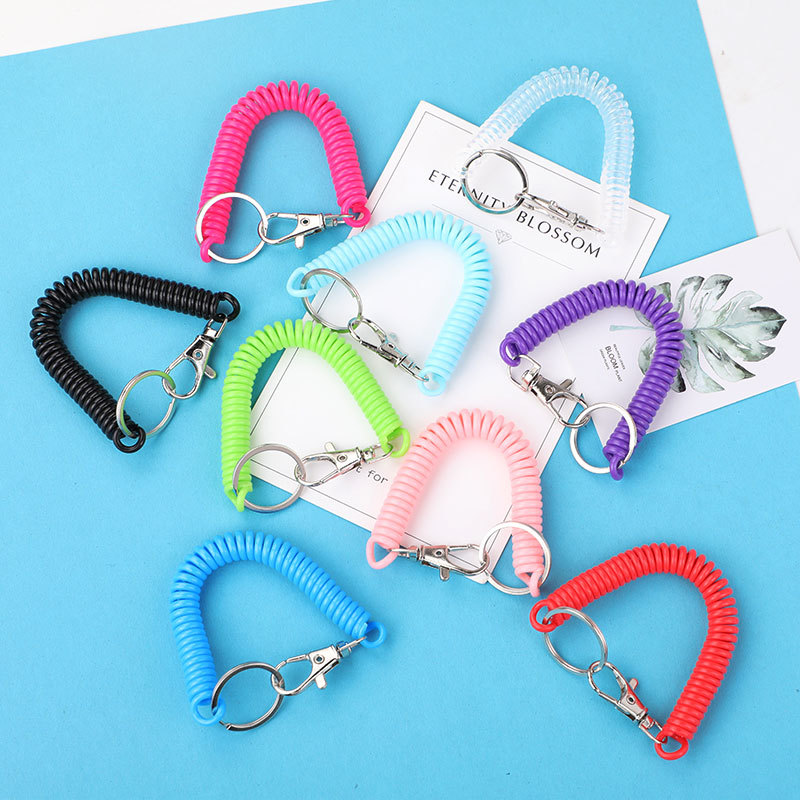 Spring rope key chain color keychain fishing lost rope telephone line keychain wholesale factory direct sales