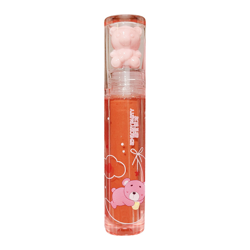 Сенсорная Вечеринка Crystal Berry Bear Water Light Lip Глазурь зеркало Белая стеклянная губная помада Джокера Дешевое поколение волос оптом