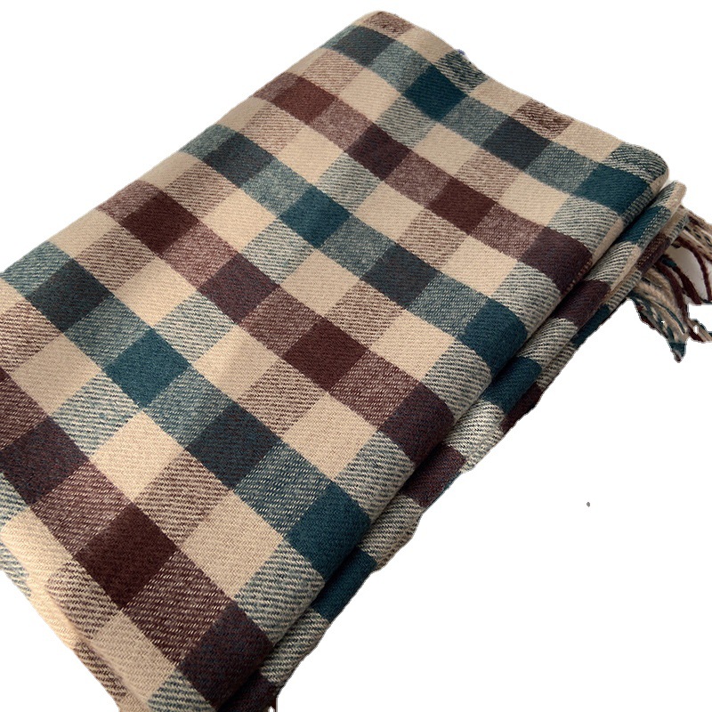 Scarf Women's Winter Korean-style All-match Retro Elegant Chessboard Plaid Scarf Imitation Cashmere Student Warm Dual-use Shawl