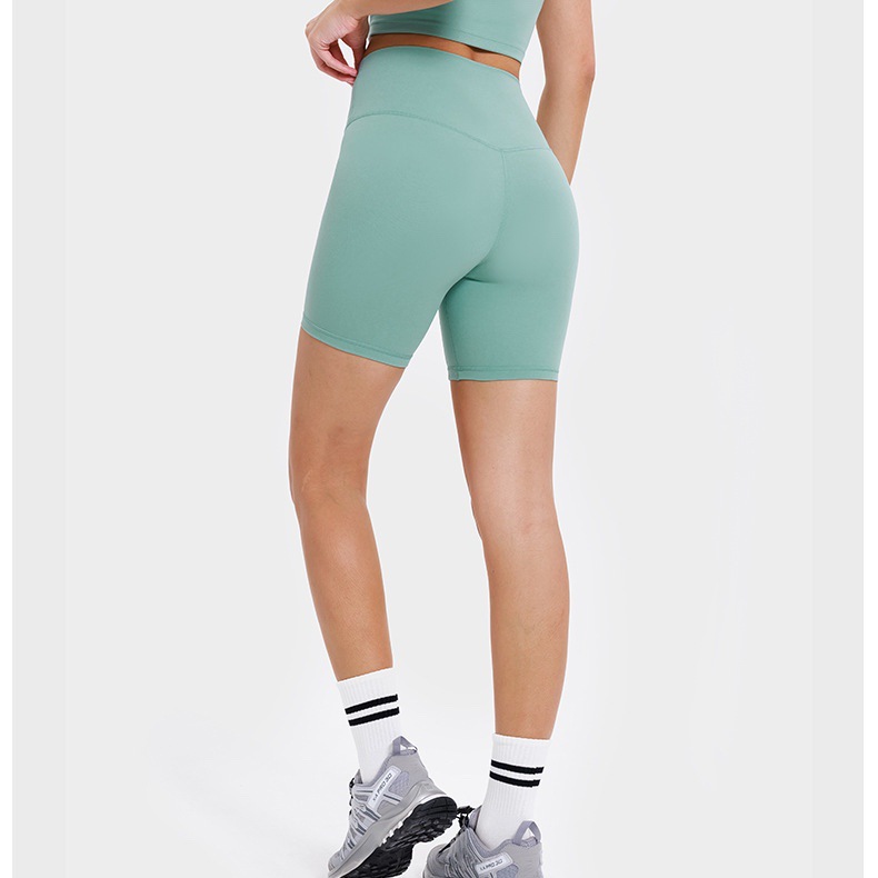 Lulu Yoga Shorts Sanding Sports Pants Women's Tight Riding Pants High Waist Peach Hip Fitness Pants