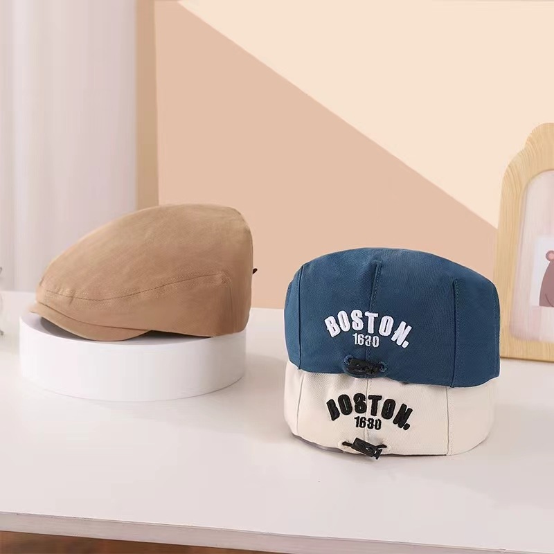 Chapeau de style coréen pour bébé, nouveau style, béret en denim tout-en-un, casquette pour garçon, casquette ajustable vers l'avant pour fille_voghion.com