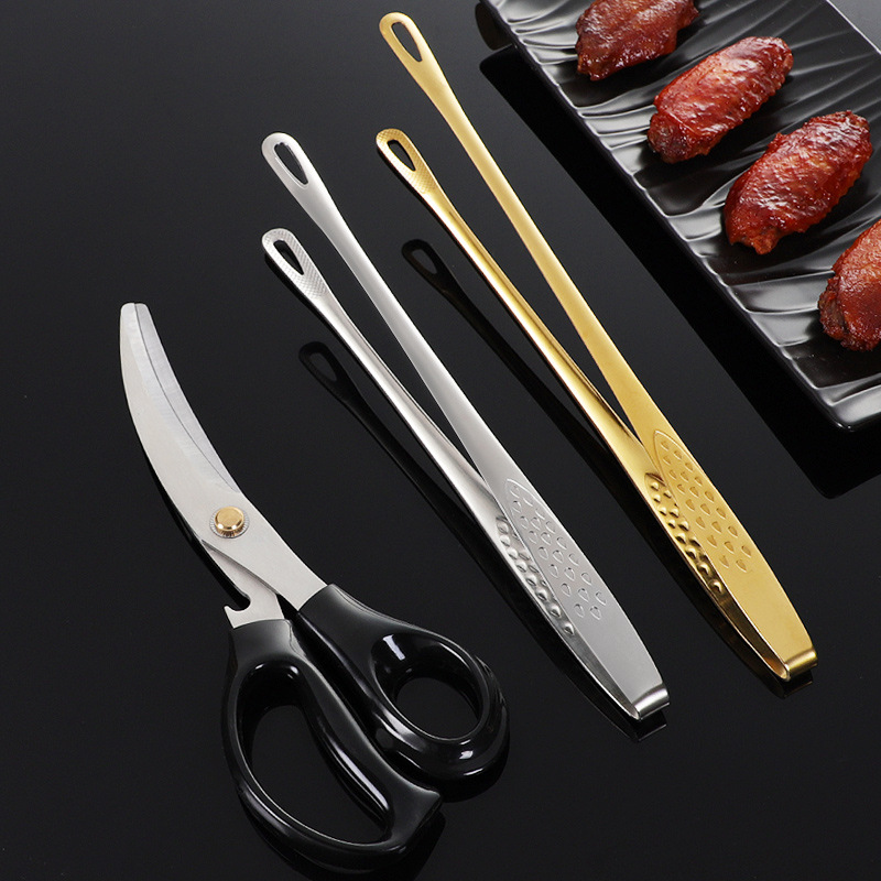 304 Stainless Steel Korean Barbecue Clip Lengthened Steak Clip Buffet Barbecue Clip Restaurant Kitchen Cuisine Scissors