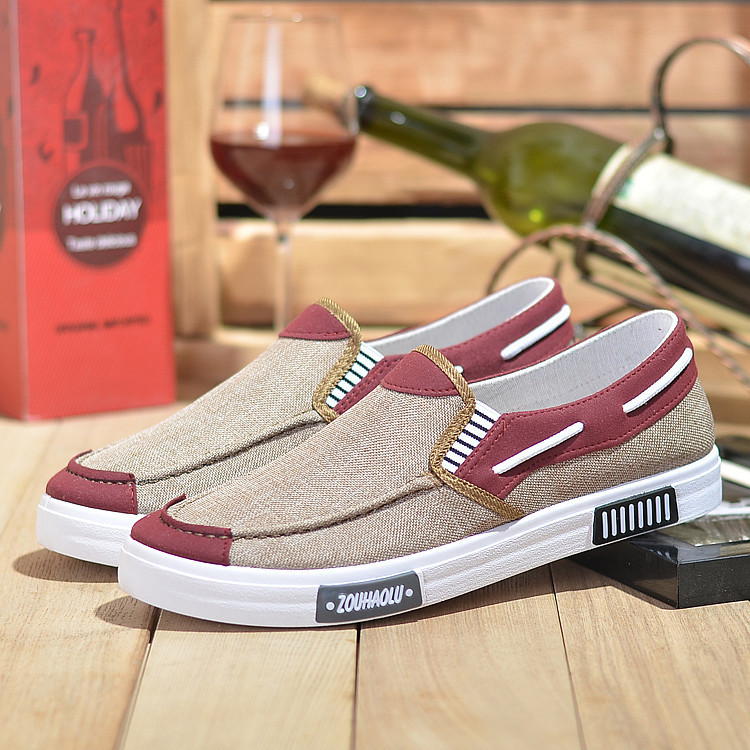 Men's Canvas Shoes Breathable Old Beijing Cloth Shoes Slip-on Casual Single-layer Shoes Cross-border Low-top All-match Shoes Trendy Hair-generation Shoes