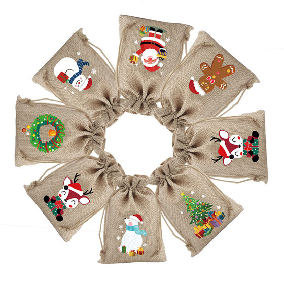 New cross-border hot sale Christmas gift packaging Christmas tree candy snack bag drawstring small bag in stock