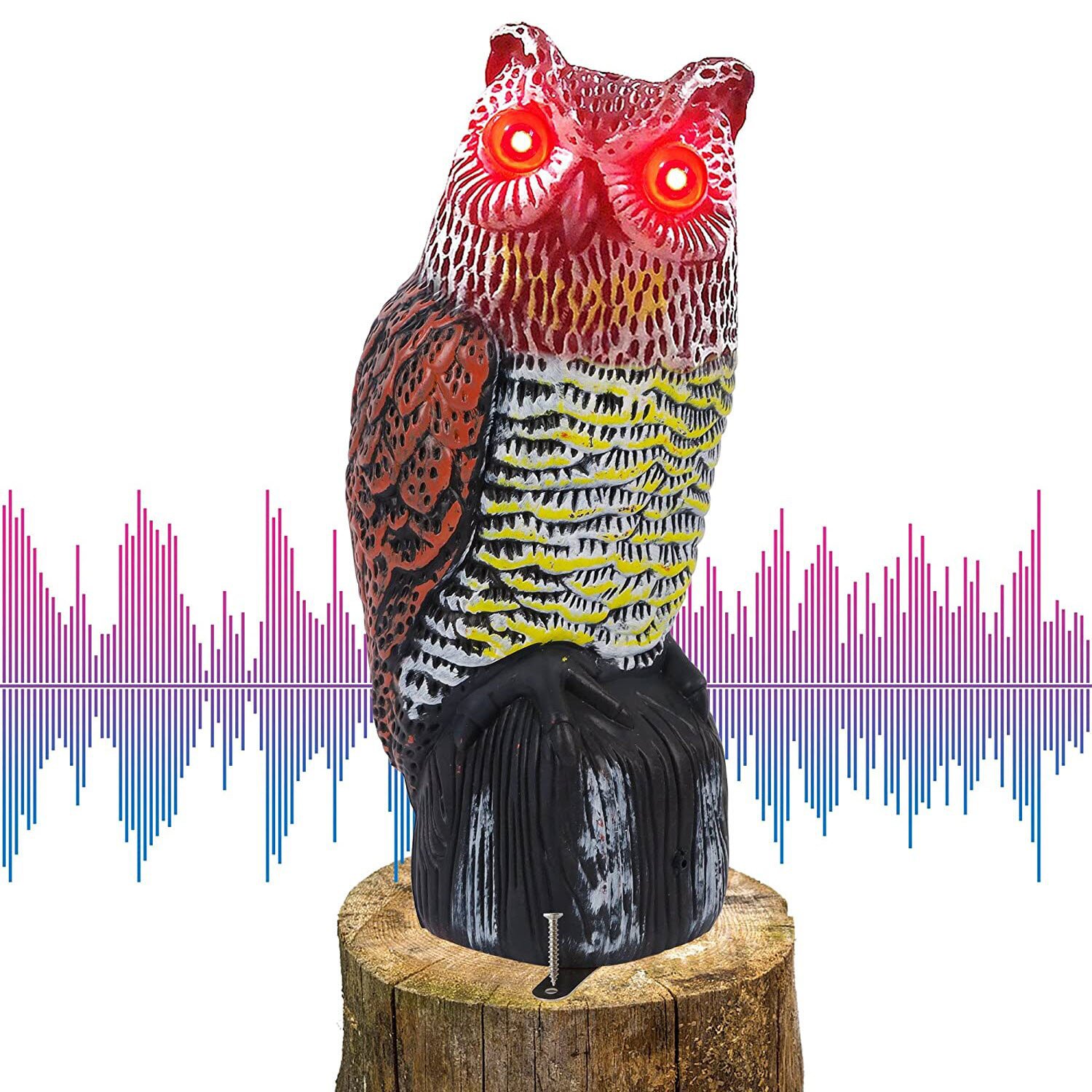 Cross-border for outdoor courtyard imitation plastic owl solar eyes luminous sound garden ornaments