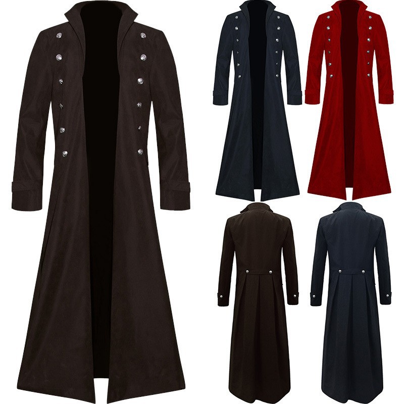 Medieval Steampunk Vintage Gothic Coat Trenchcoat Coat Victorian Uniform Mid-Long