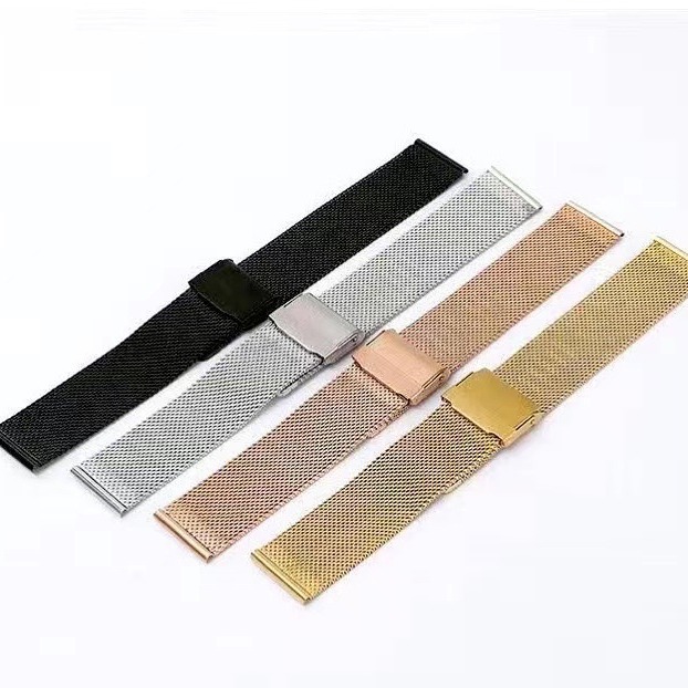 Substitute DW stainless steel mesh strap 0.6 wire double buckle 8mm-24mm Milanese steel wire watch strap bracelet
