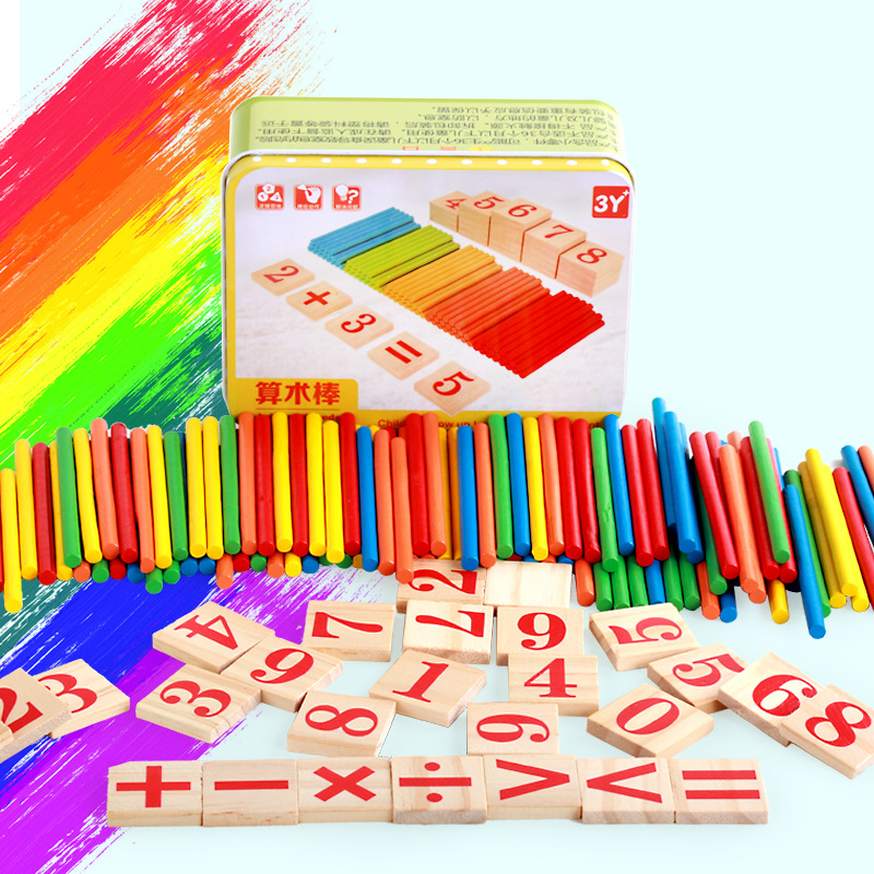Wooden Children Counting Stick Kindergarten Primary School Plus and Subtract Learning Teaching Aids Counting Educational Early Education Toys
