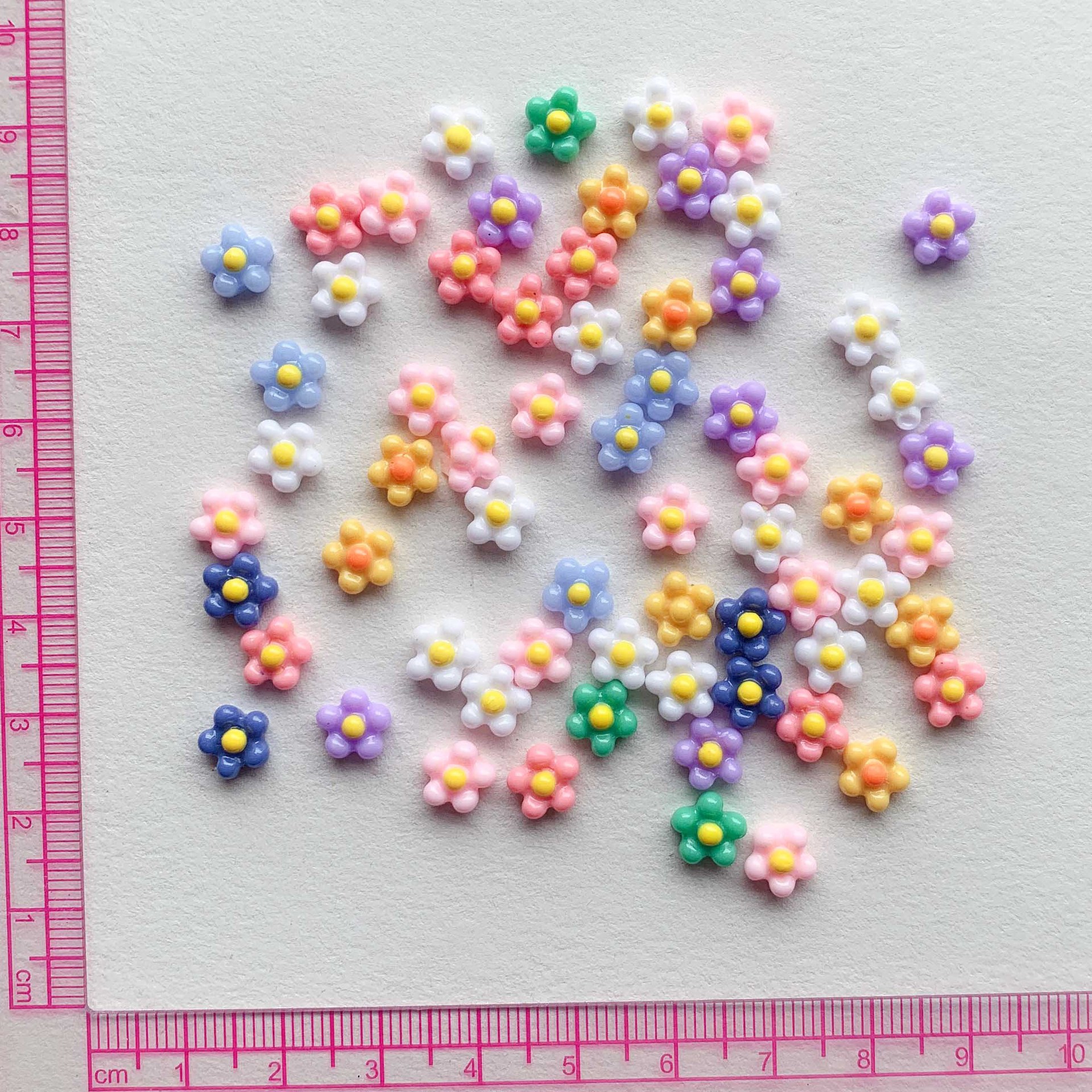 Mini Solid Color Egg Flower Five-petal Resin Accessories Nail Earrings Accessories Wholesale diy Hairpin Material