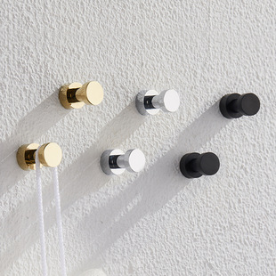 Bathroom full copper small hook single hook wire drawing gold clothes hook non-perforated coat hook solid brass single paste hook