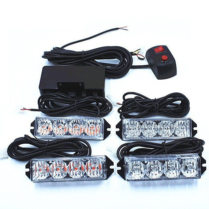 One-to-four 4LED medium network flash light truck side light high-power wireless remote control strobe light warning light