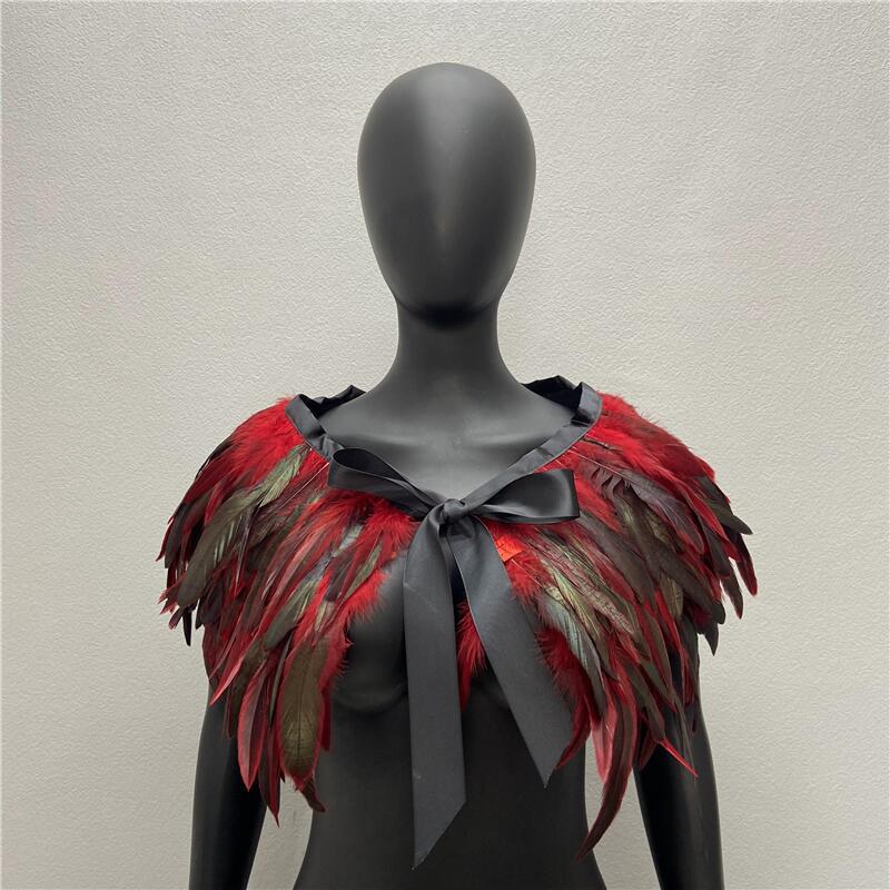 Amazon Gothic Feather Shawl Cock Fur Scarf Chicken Feather Fake Collar Feather Poncho Cloak Accessories Jewelry