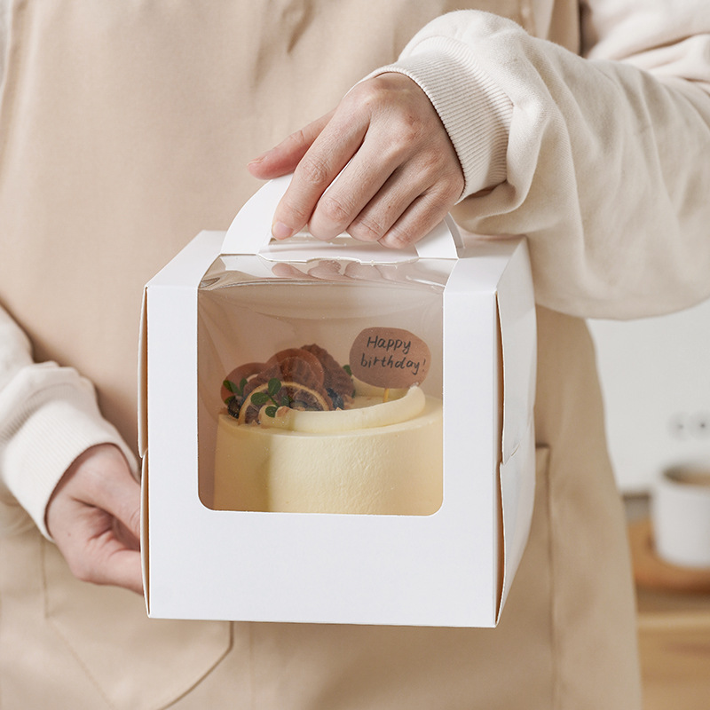 Four-inch cake box Korean style 4 5 6-inch portable mousse cake box window birthday cake box heightened