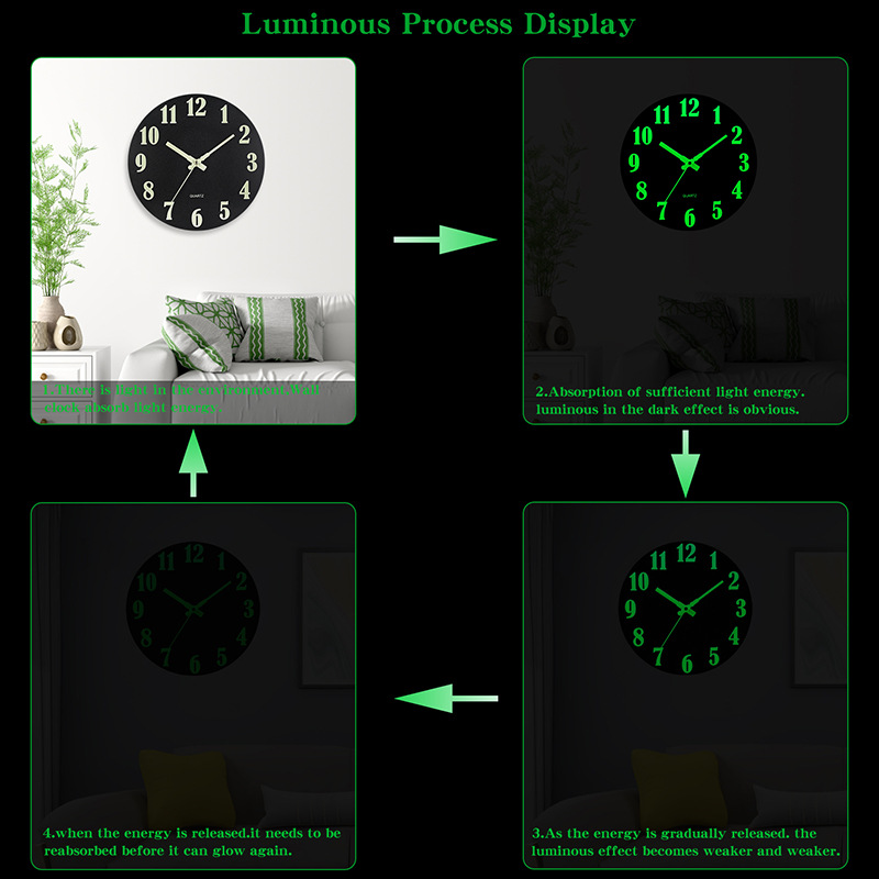 Hengdas decorative luminous wall clock simple wooden clock clock clock Amazon best selling creative quartz clock
