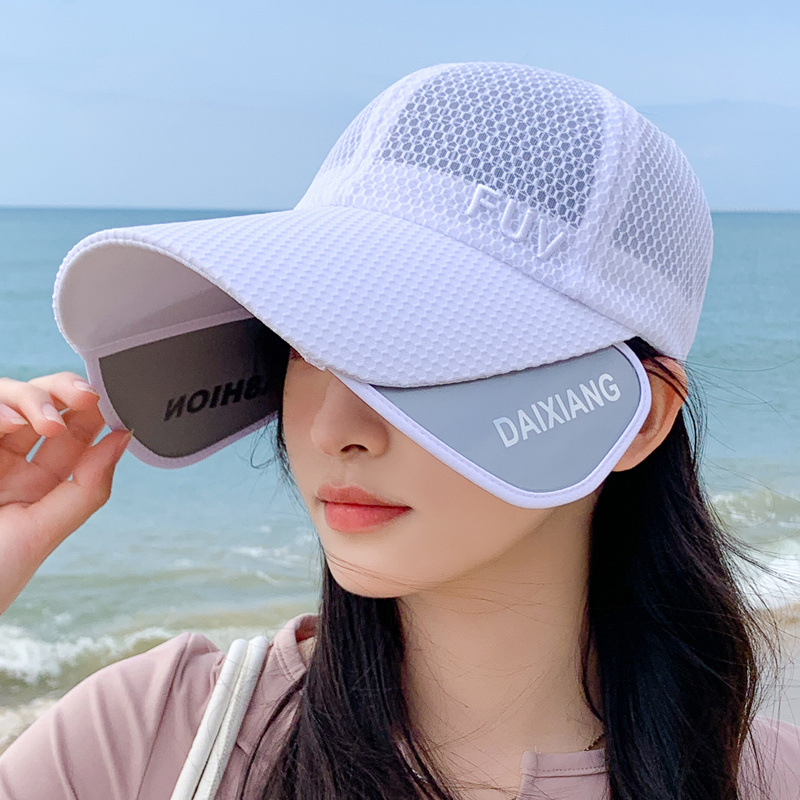 Korean-style summer women's retractable lenses UV-resistant breathable baseball cap outdoor travel Sun cap mesh tennis cap