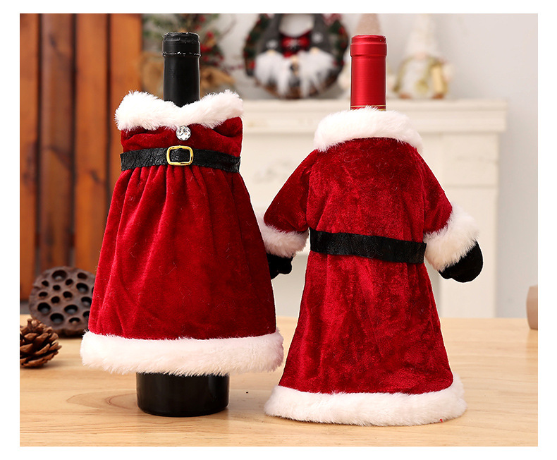 Décorations de Noël transfrontalières neuves Robe Robe Ensemble de bouteilles de vin Ensemble de vin de Noël créatif Décoration de table à manger à domicile_voghion.com
