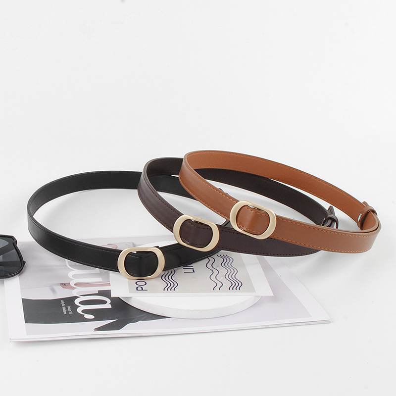Women's Small Belt Instagram Style Jeans Belt Thin Fashion All-match Hole-free Men's Trendy Vintage Women's Belt Decoration