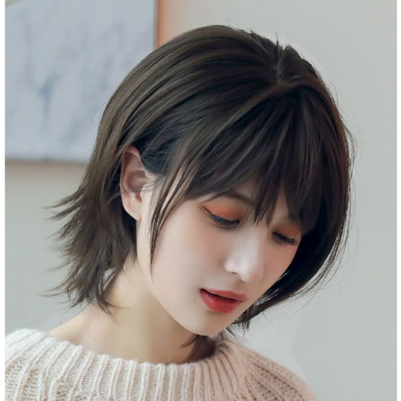 Wig for women with short hair, fashionable Internet celebrity style, handsome neutral high temperature silk short curly hair wig headgear manufacturer wholesale