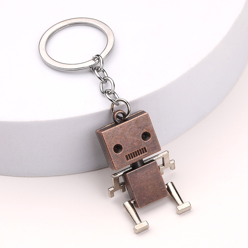 Creative movable robot keychain small box cartoon pendant key ring chain wholesale small gift wholesale