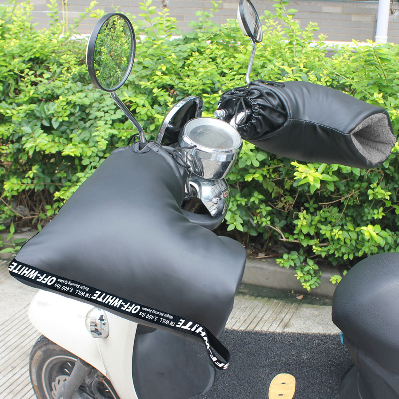 Factory direct winter electric car warm hand cover PU waterproof cold electric motorcycle plus velvet padded gloves