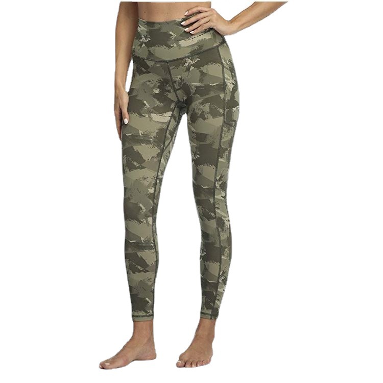 High Waist Belly Pocket Tight Hip High Stretch Belly Peach Women's Leggings Printed Stretch T2020-1