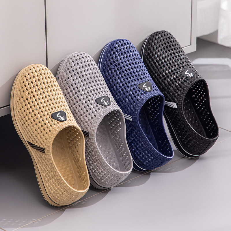 Hole Shoes Men's New Non-slip Deodorant Wear-resistant Thick-soled Mesh Shoes Men's Fashionable Breathable Trendy Sports Toe Shoes