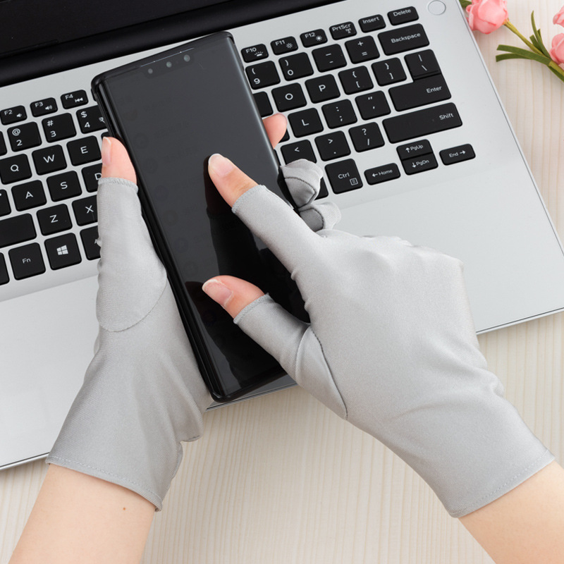 Dew Two-Finger Gloves Spring and Summer Sports Running Sunscreen Gloves Men and Women's Bike Sunscreen Thin Half-Finger Gloves