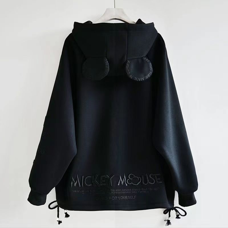 2023 spring and autumn early spring mid-length 190g fleece-lined top outer suit trendy embroidered loose all-match women's sweater