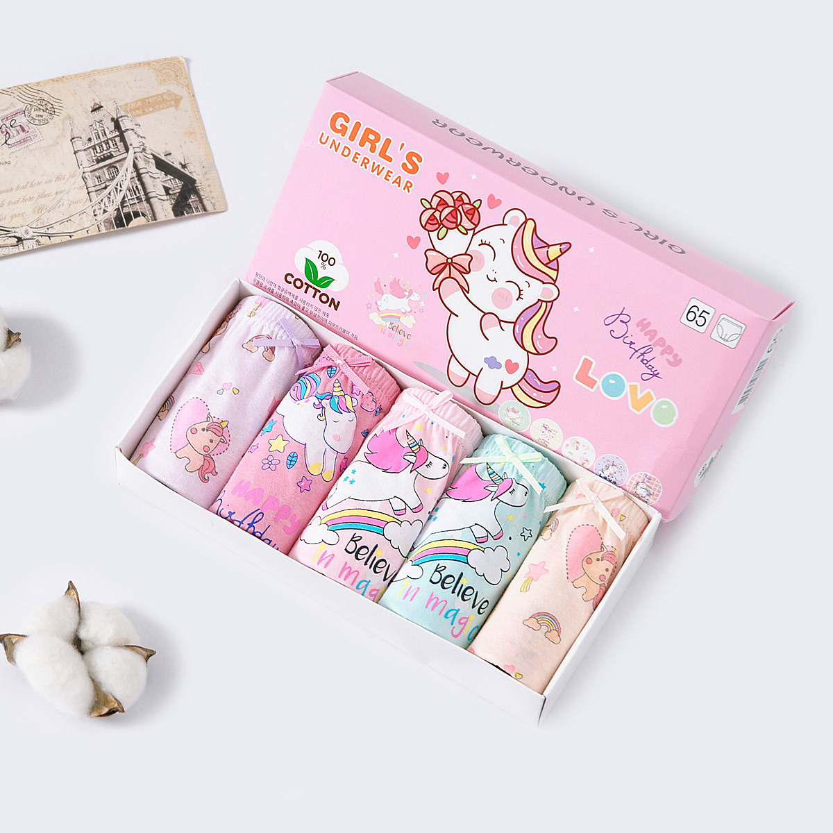 2023 Korean version of A new class children's underwear cartoon girls cotton briefs cotton shorts manufacturers A generation of hair