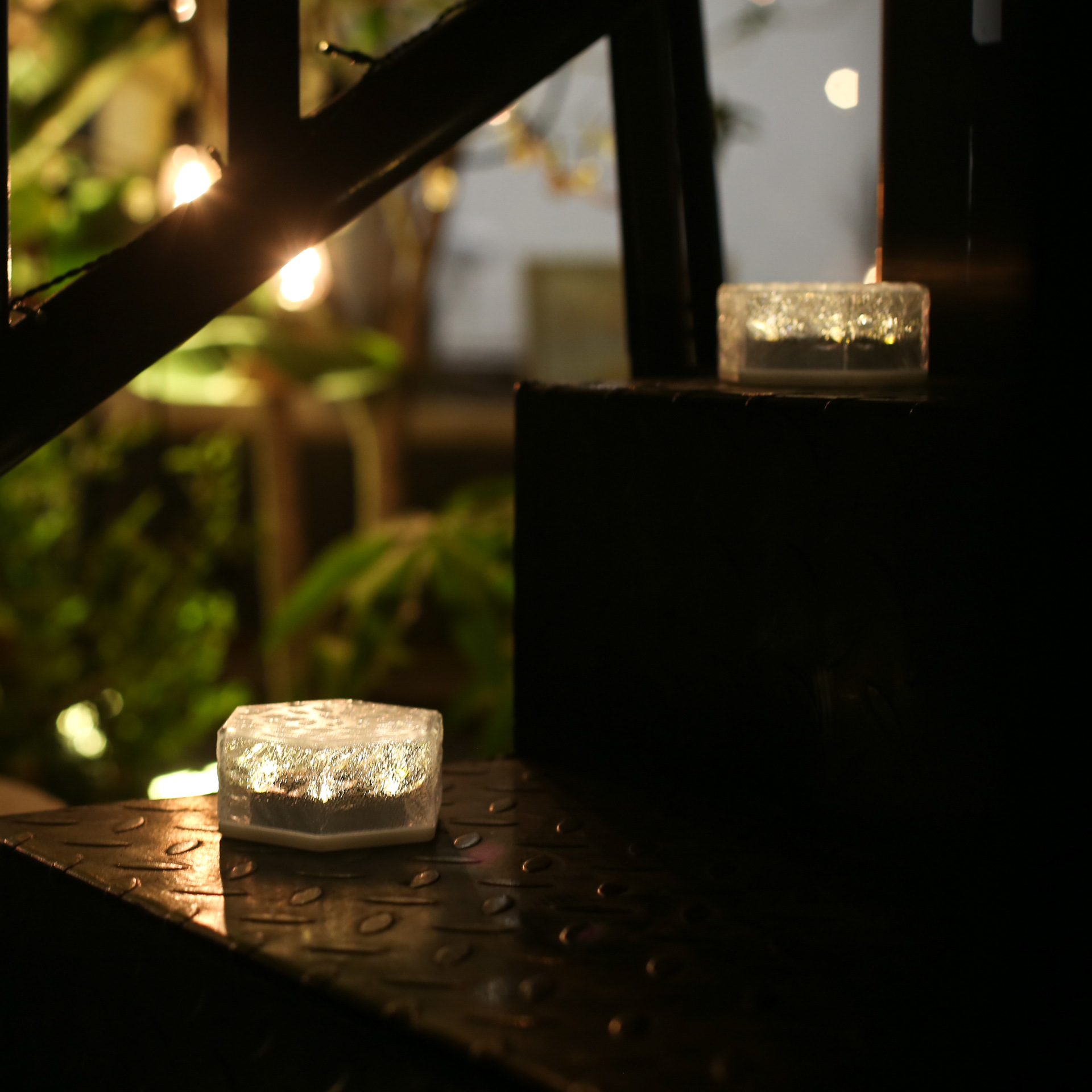 Solar Garden lamp outdoor decoration hexagonal ice tile buried decoration solar garden lamp imitation glass floor tile lamp
