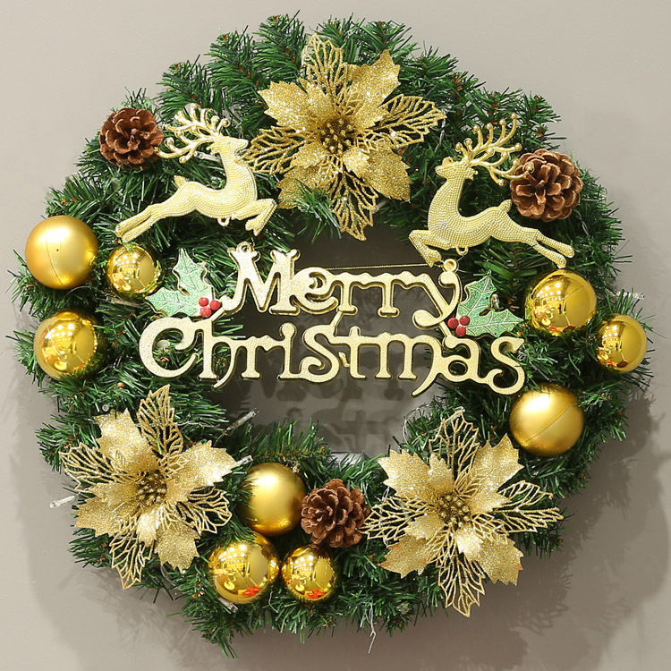 2023 cross-border hot sale with lights Christmas wreath rattan 60cm 50cm Christmas decorations size can be set_voghion.com