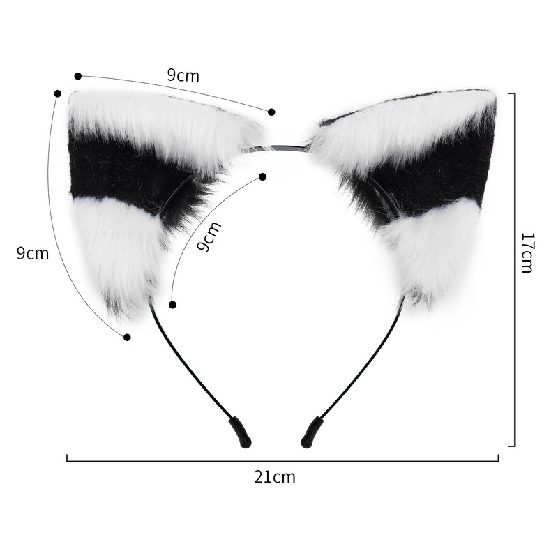 現実的なぬいぐるみ猫耳しっぽセットコスプレ獣耳ヘアバンドハロウィンストライプロングチューブソックスアクセサリー小道具|undefined
