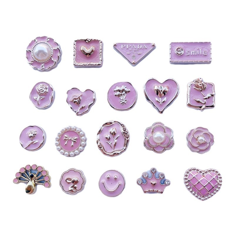 Pink Chanel style Camellia love resin accessories diy jewelry accessories material phone case refrigerator sticker accessories