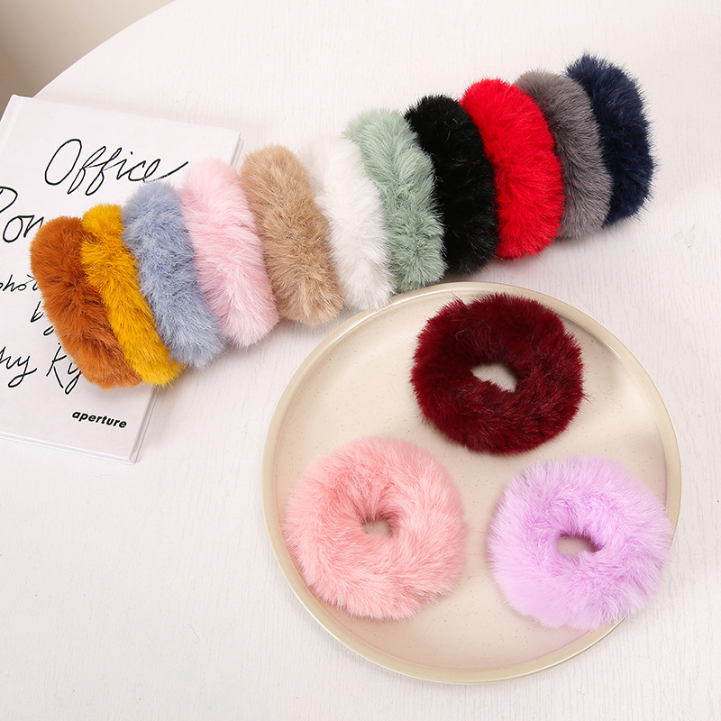 Autumn and winter high and low wool texture hair ring cross-border wholesale imitation mink fur rubber band cute plush headband girl headdress