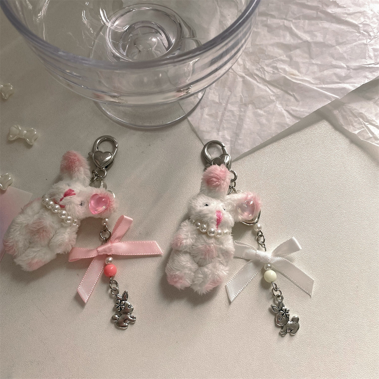 貼鑽腮紅小兔子玩偶掛件公仔DIY 韓國韓式手機鏈可愛毛絨寶寶掛件