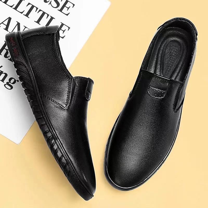 Men's Shoes Spring New Breathable Leather Shoes Men's Korean Fashionable Leather Shoes for Youth Men's Casual Shoes Business Leather Shoes Driving Shoes