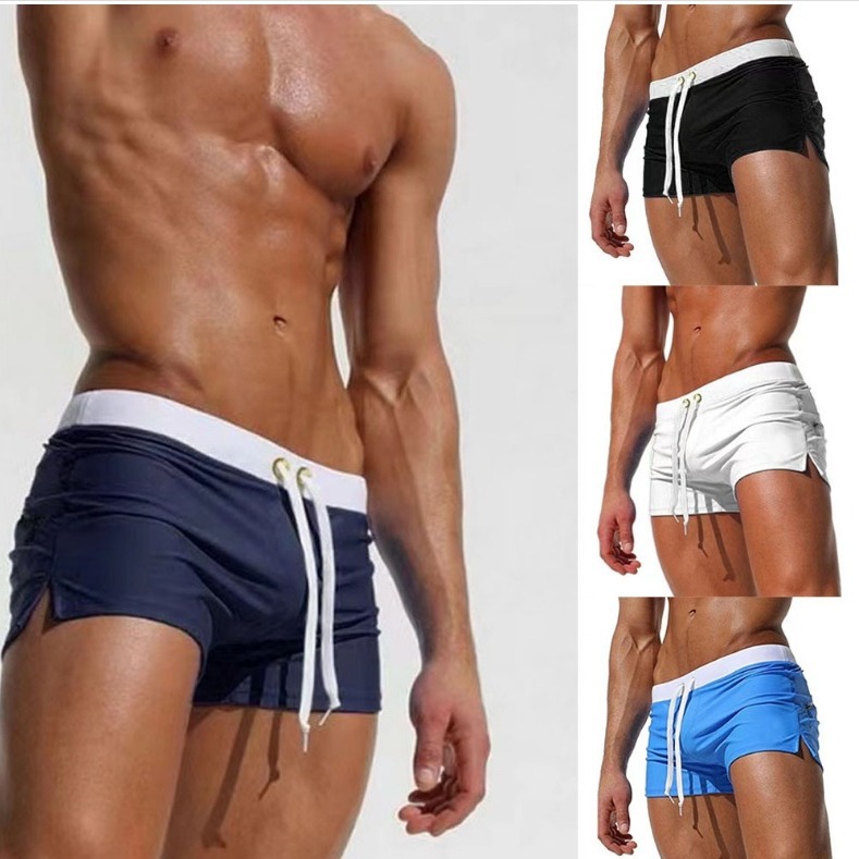 2023 Amazon New Solid Color Men's Anti-embarrassment Anti-glare Shorts Tether Tight Sports Quick-drying Pants in stock
