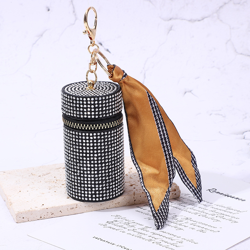 Mouth red envelope new cross-border A- diamond live fashion bucket bag ear line coin purse silk scarf key chain storage mini