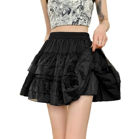 Lace Cake Skirt Women's Summer New Style Skirt Princess Style White Skirt Age-reducing High Waist Elegant Elegant Skirt