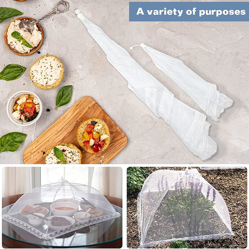 Folding Food Cover Vegetable Cover Large Detachable and Washable White Mesh Dust Cover Vegetable Umbrella