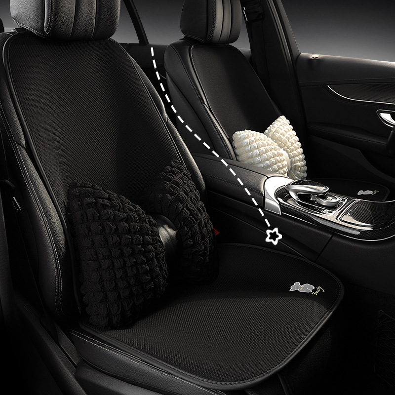 Simple and simple volume explosion car seat cushion four seasons breathable single seat single butt pad black and white solid color seat cushion