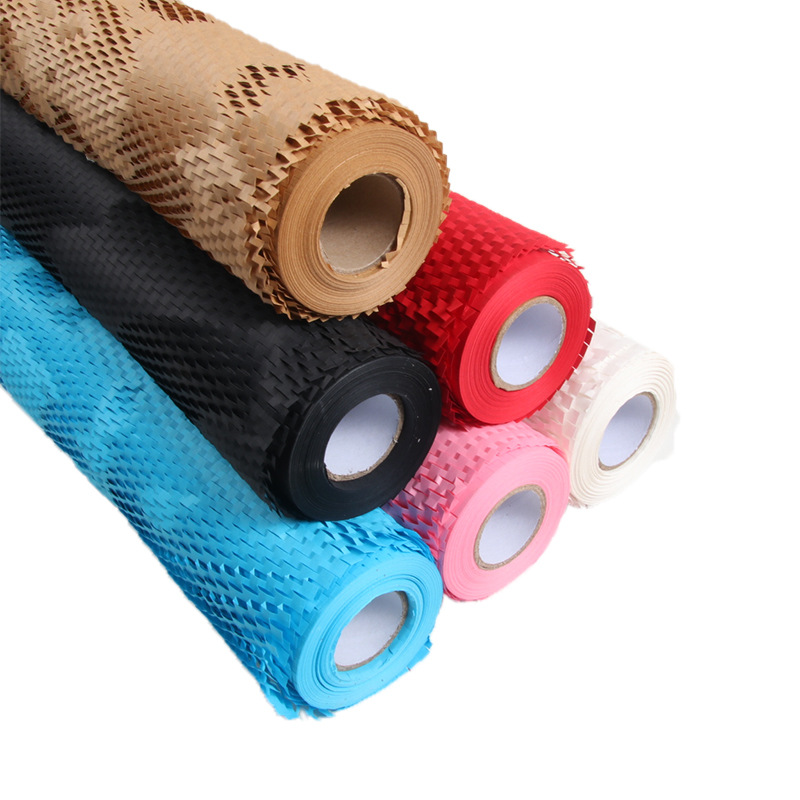 Wholesale 80 foot grams shockproof wrapping paper degradable Kraft paper six-color gift glass ceramic packing paper honeycomb paper