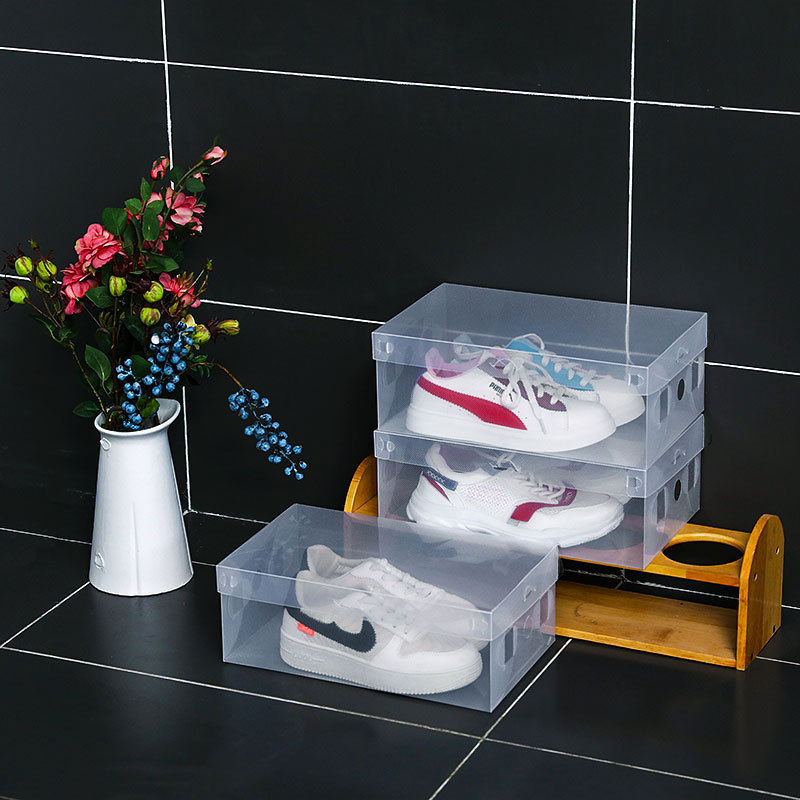 翻盖鞋盒防尘防潮收纳盒透明塑料鞋盒省空间收纳整理鞋盒批发