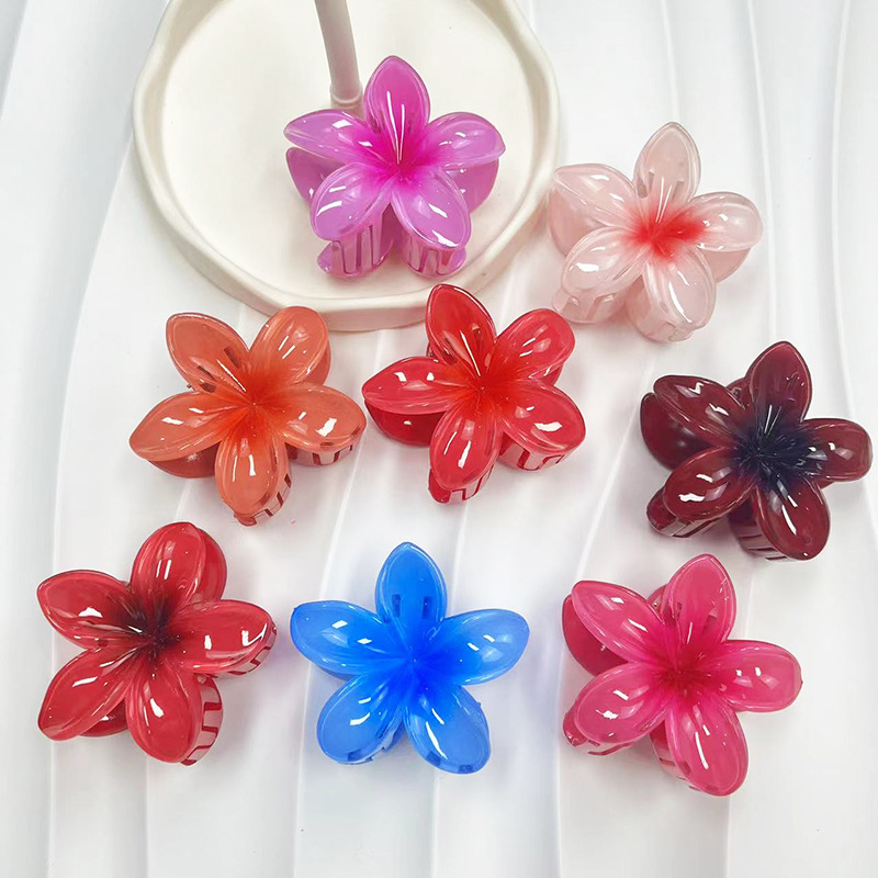 Cross-border egg flower gripper gradient candy color Flower Fashion holiday hot sale back head updo shark clip hair accessories_voghion.com