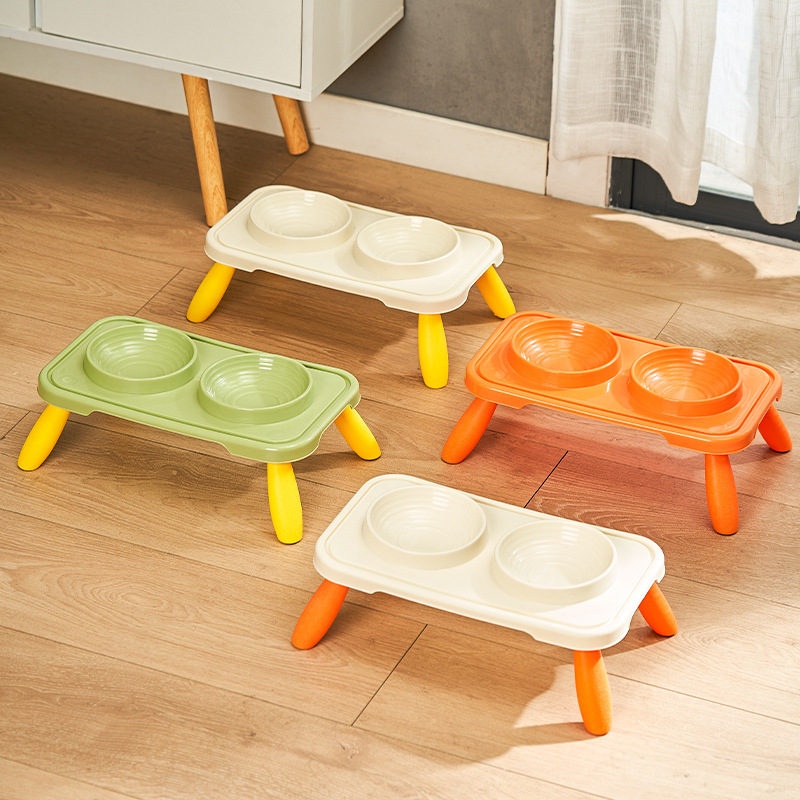 Pet Bowl double bowl cat bowl high foot neck protection cat bowl dog bowl cat bowl feeding integrated pet food