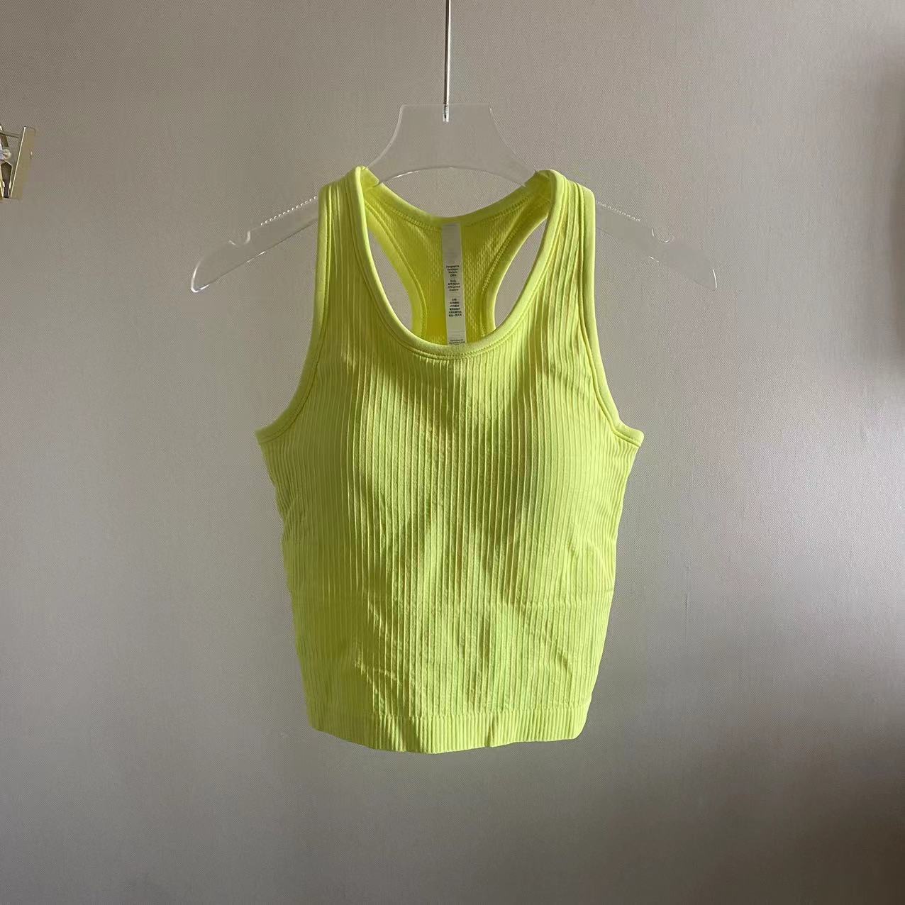 Pink Litchi Red Women's Short Gather High Elastic Skin-friendly Yoga Fitness Sling I-shaped Vest for Outer Wear